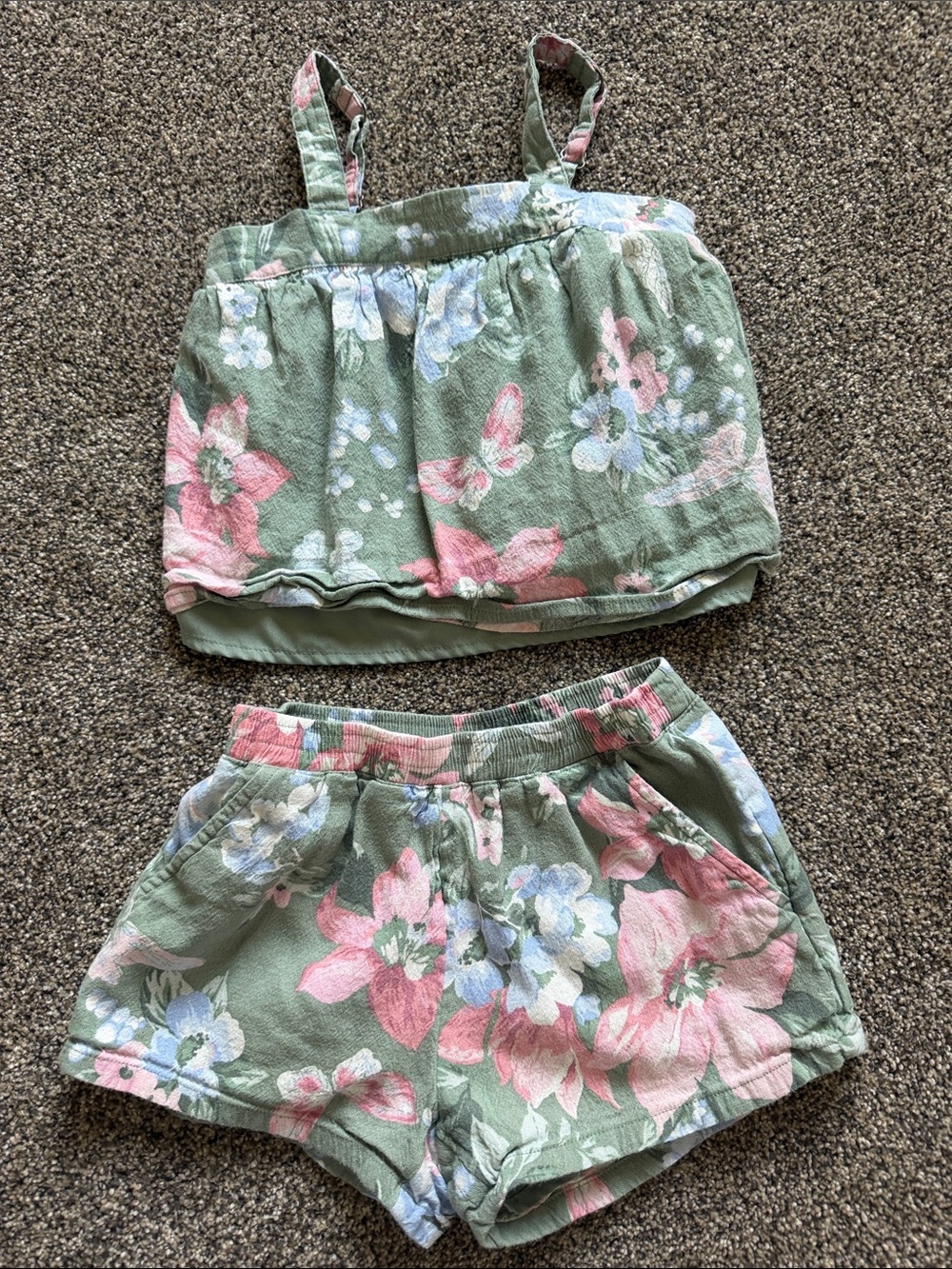 Floral Green matching set for Kids